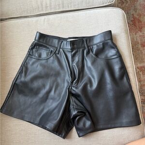 Abercrombie & Fitch Curve Love Dad Shorts- black leather